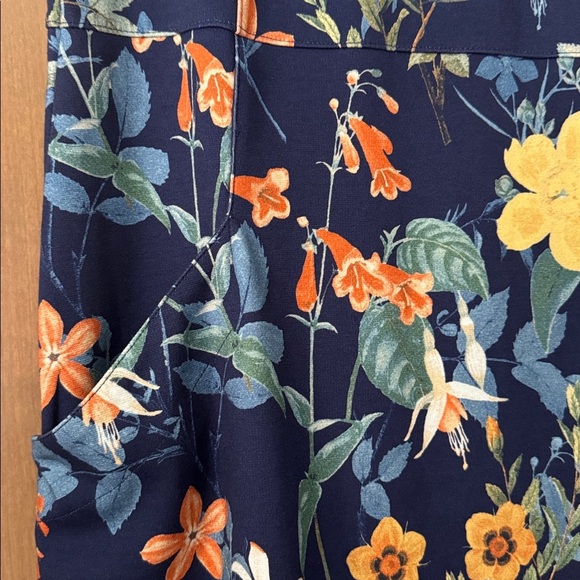 Lands End Sleeveless Floral Sheath Dress Womens 14 Tall Cotton pockets Preppy - Picture 6 of 13